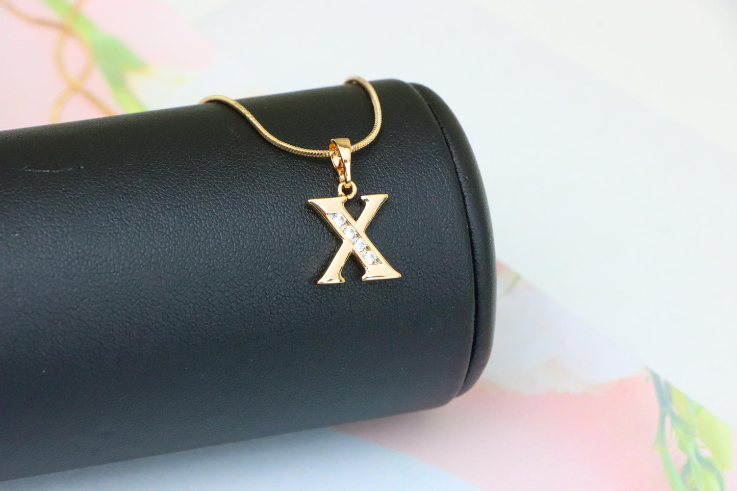 Rose Gold Alphabet X Pendant with Crystals – Stylish Initial Charm,XPPT1373 (2132-9)
