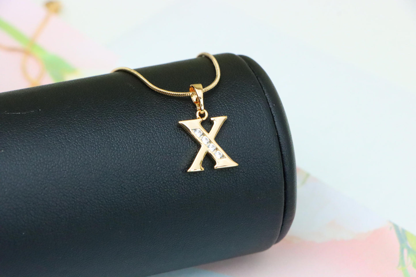 Rose Gold Alphabet X Pendant with Crystals – Stylish Initial Charm,XPPT1373 (2132-9)