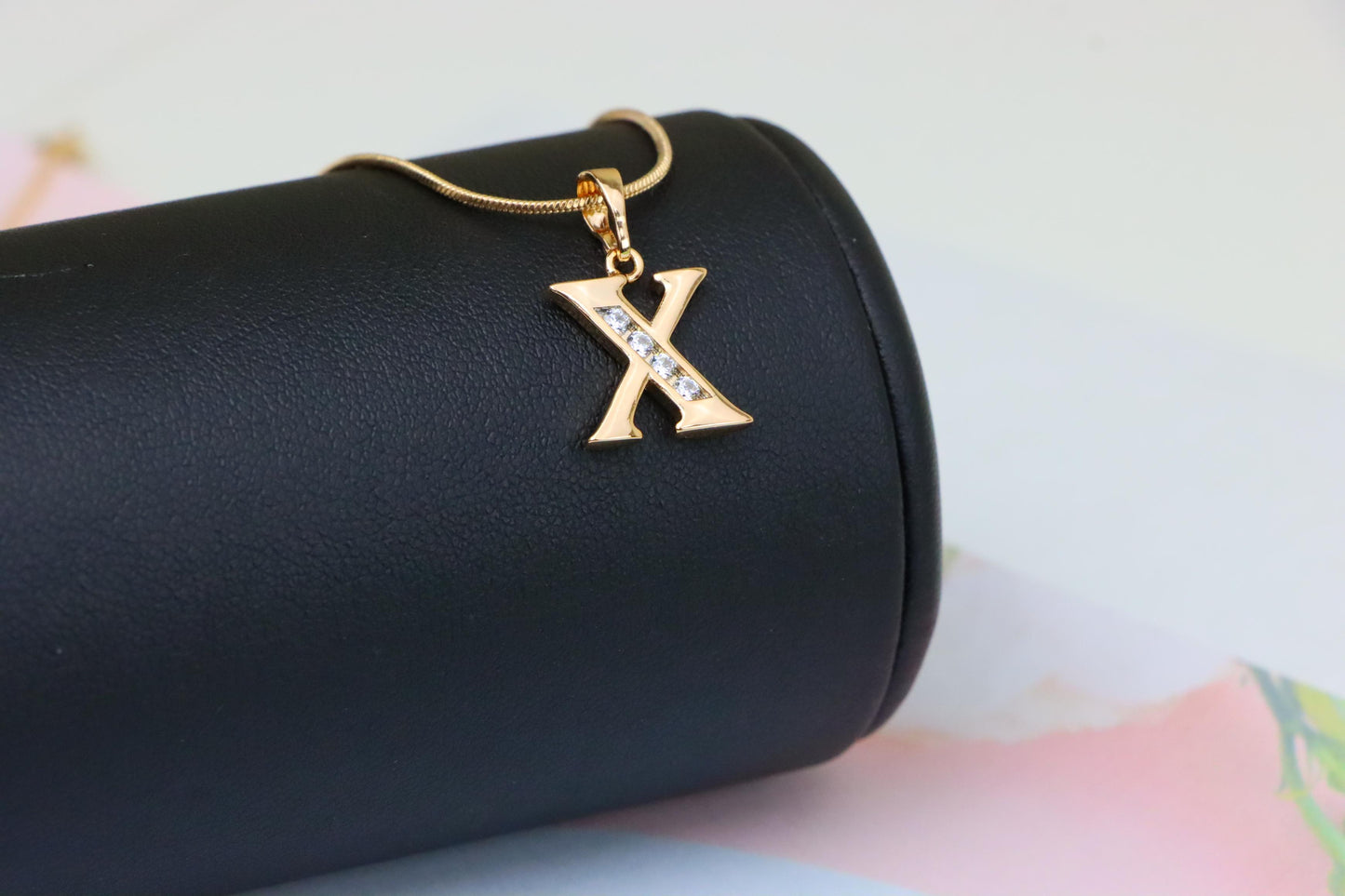 Rose Gold Alphabet X Pendant with Crystals – Stylish Initial Charm,XPPT1373 (2132-9)