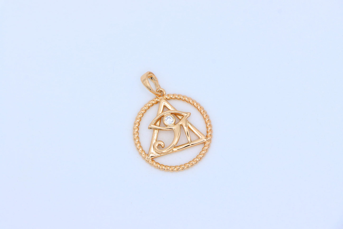 Rose Gold Eye of Horus Pendant with CZ Accent, Triangle Design, XPPT1844 (2155-10)