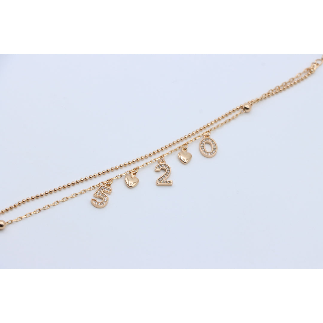 Rose Gold Bracelet with 2025 Charms, XPBL0688 (2069-7)