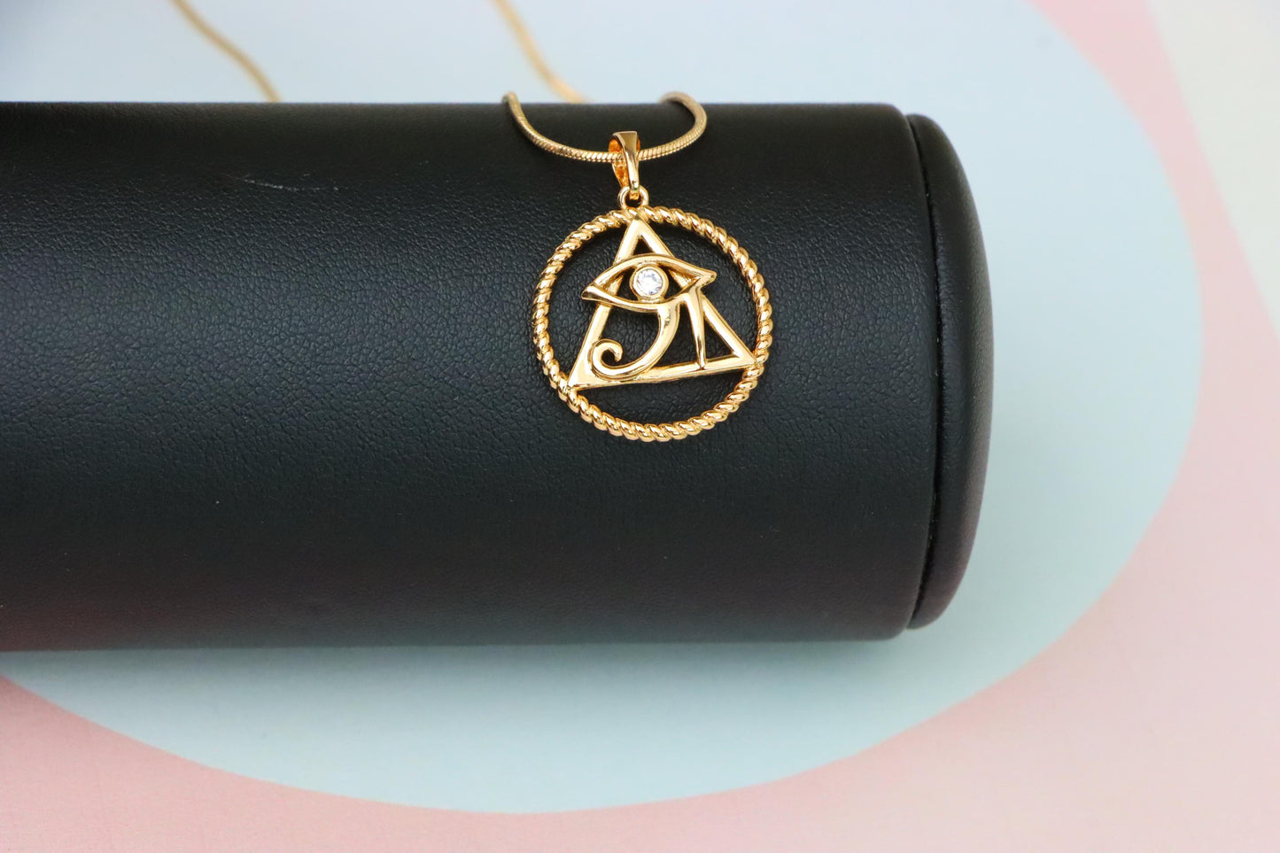 Rose Gold Eye of Horus Pendant with CZ Accent, Triangle Design, XPPT1844 (2155-10)