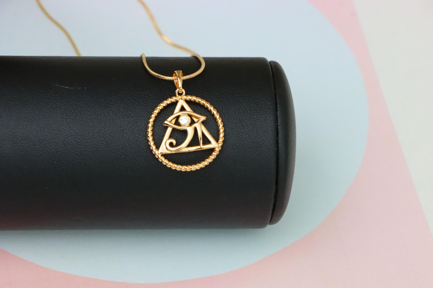 Rose Gold Eye of Horus Pendant with CZ Accent, Triangle Design, XPPT1844 (2155-10)