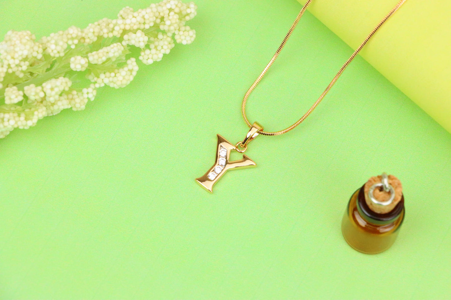 Rose Gold Alphabet Y Pendant with Sparkling Crystals, XPPT1374 (2132-9)