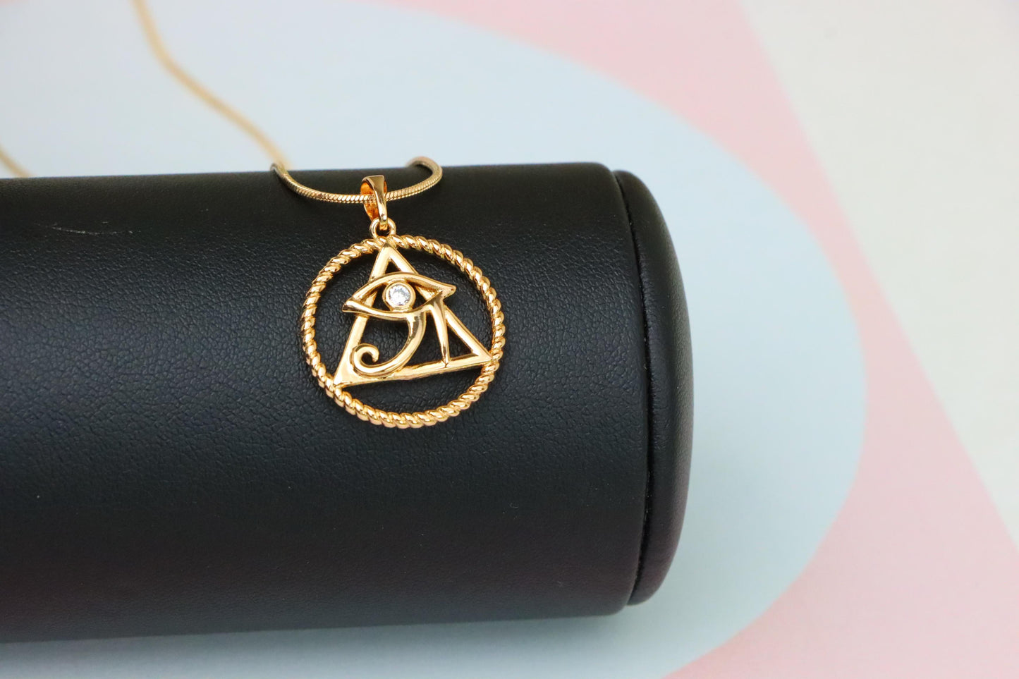 Rose Gold Eye of Horus Pendant with CZ Accent, Triangle Design, XPPT1844 (2155-10)