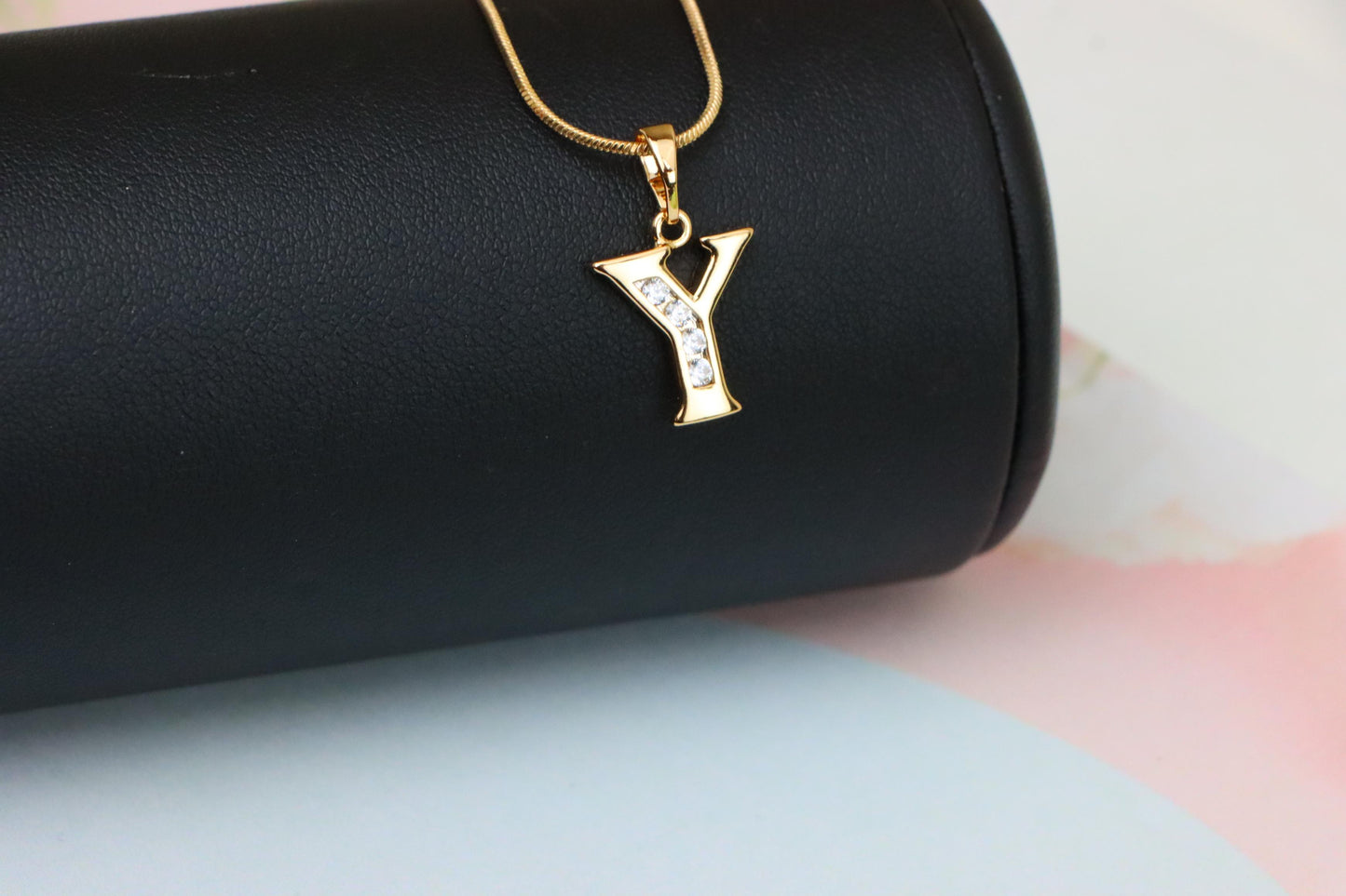 Rose Gold Alphabet Y Pendant with Sparkling Crystals, XPPT1374 (2132-9)