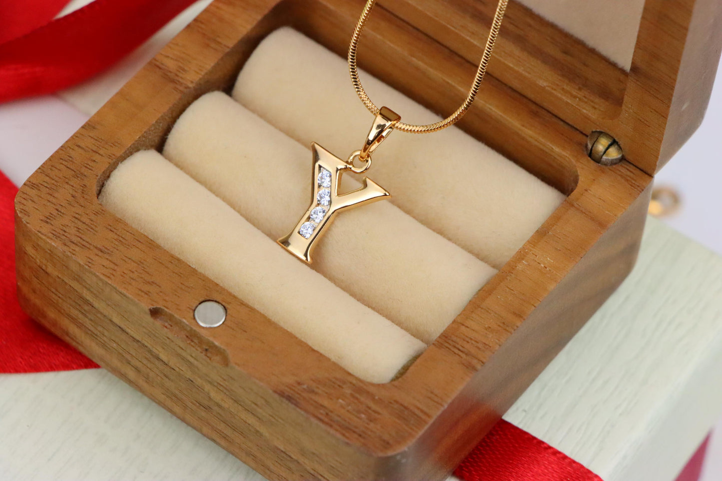 Rose Gold Alphabet Y Pendant with Sparkling Crystals, XPPT1374 (2132-9)