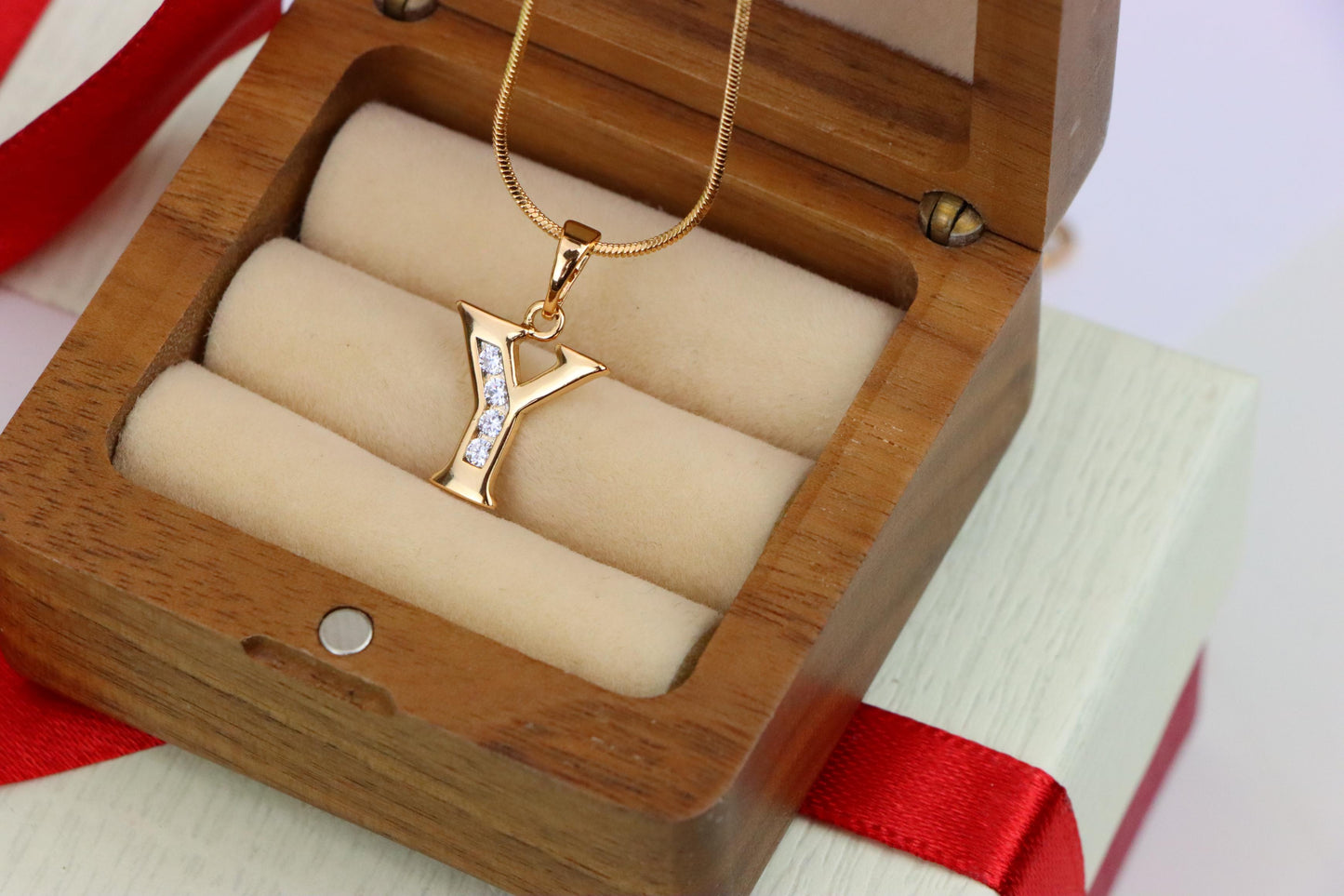 Rose Gold Alphabet Y Pendant with Sparkling Crystals, XPPT1374 (2132-9)
