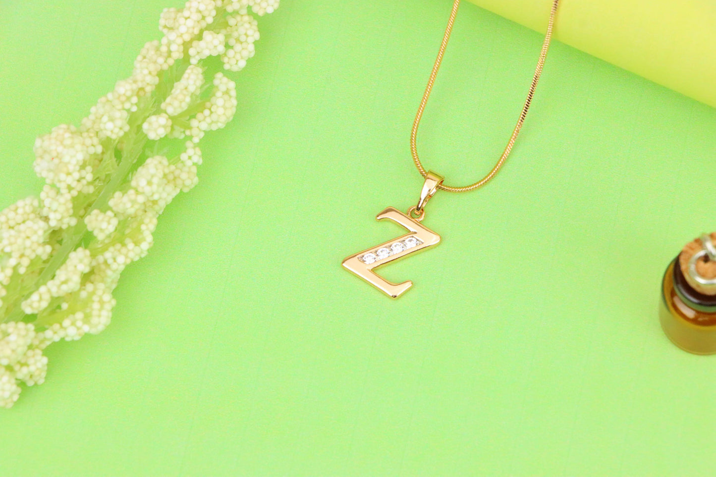Rose Gold Alphabet Z Pendant with Sparkling Stones, XPPT1375 (2132-9)
