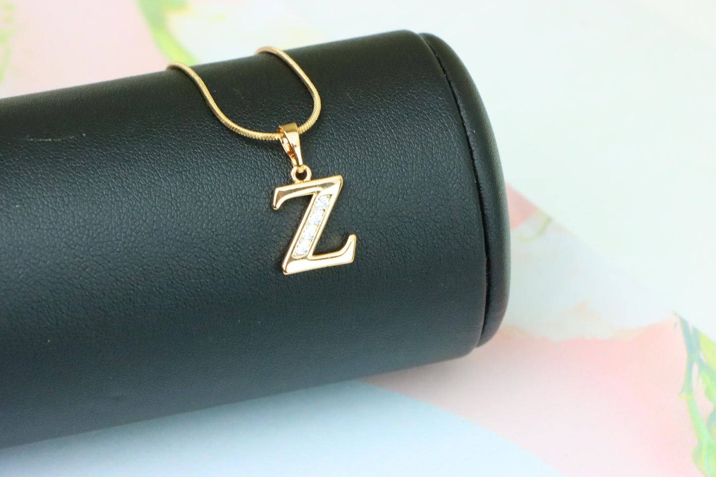 Rose Gold Alphabet Z Pendant with Sparkling Stones, XPPT1375 (2132-9)