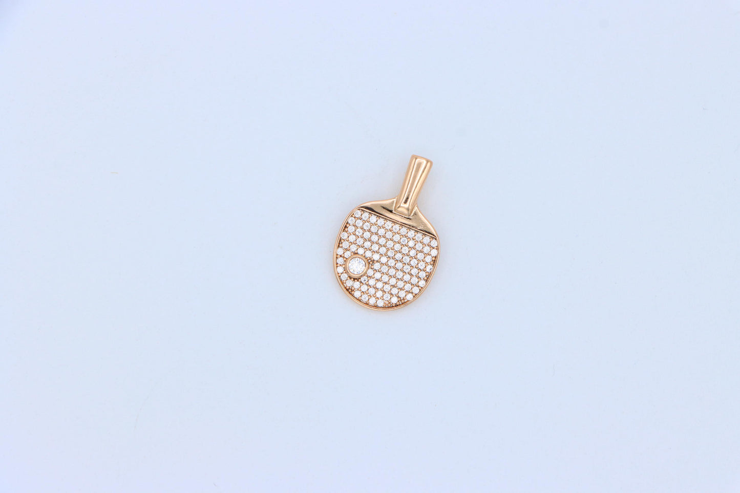Rose Gold Table Tennis Racket Pendant with Sparkling CZ Detailing, XPPT1376 (2132-10)
