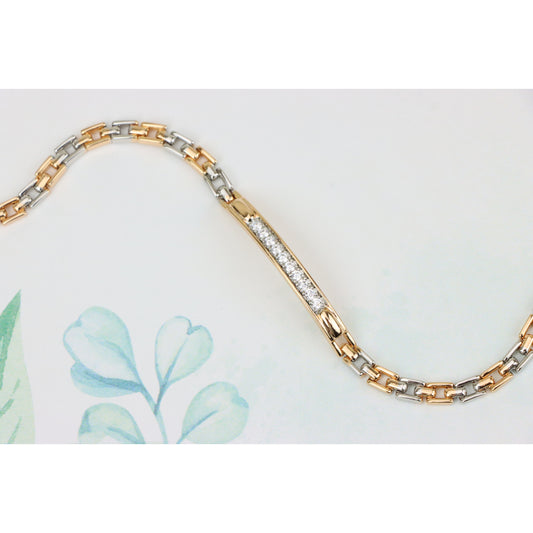 Elegant Rose Gold and Silver Bracelet with Sparkling CZ Accents, XPBL0691 (2069-10)