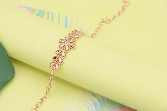Elegant Floral Design Rose Gold Bracelet, XPBL1086 (2109-5)
