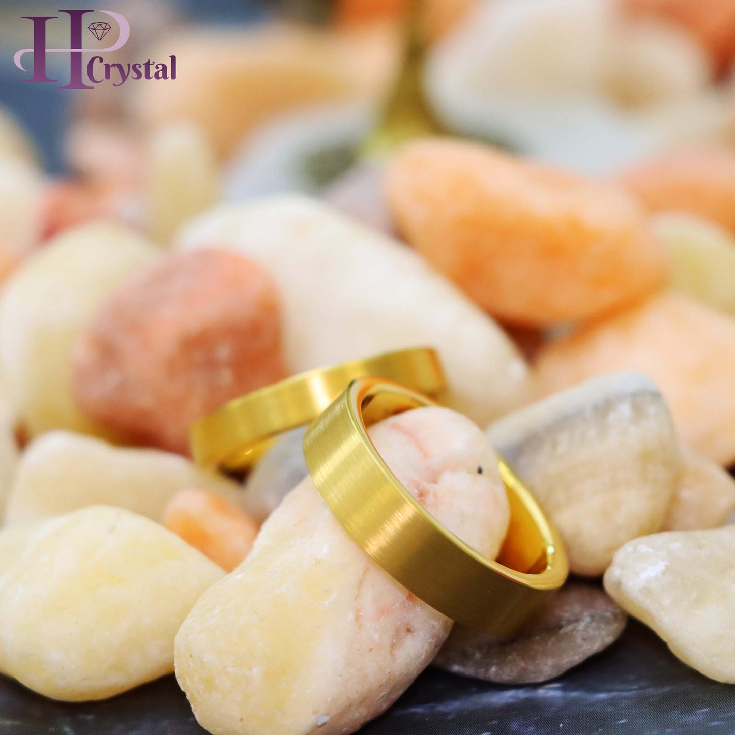 Yellow Gold IP Plated Brushed Polished Flat Pipe Tungsten Ring