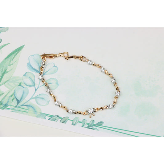 Elegant Rose Gold and Silver Crystal Bow Design Bracelet, Adjustable, XPBL0693 (2070-2)
