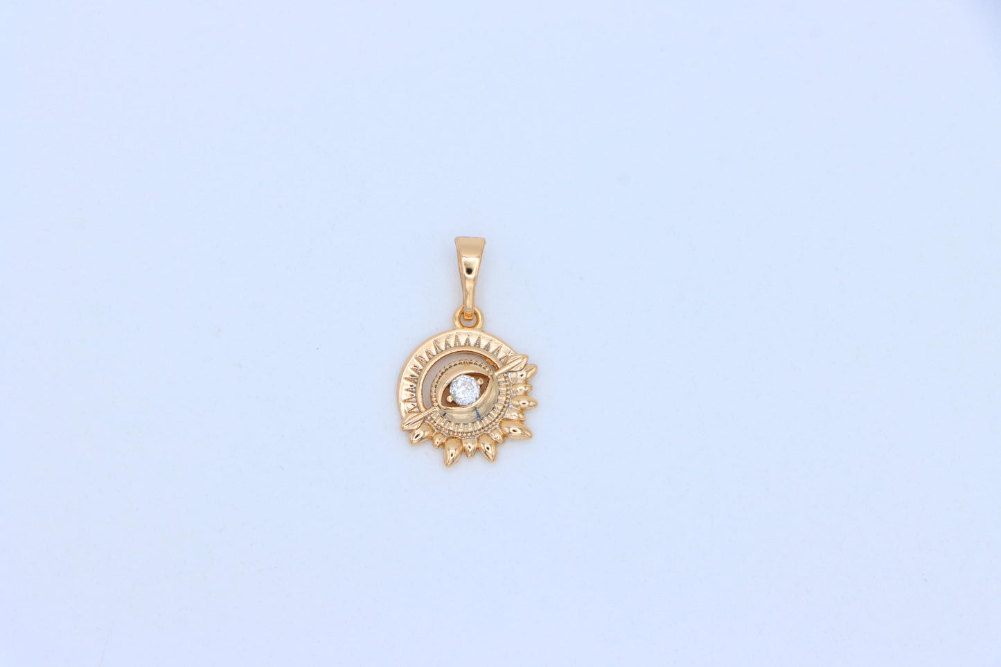Rose Gold Sunburst Pendant with Clear Stone Accent, XPPT1849 (2156-5)