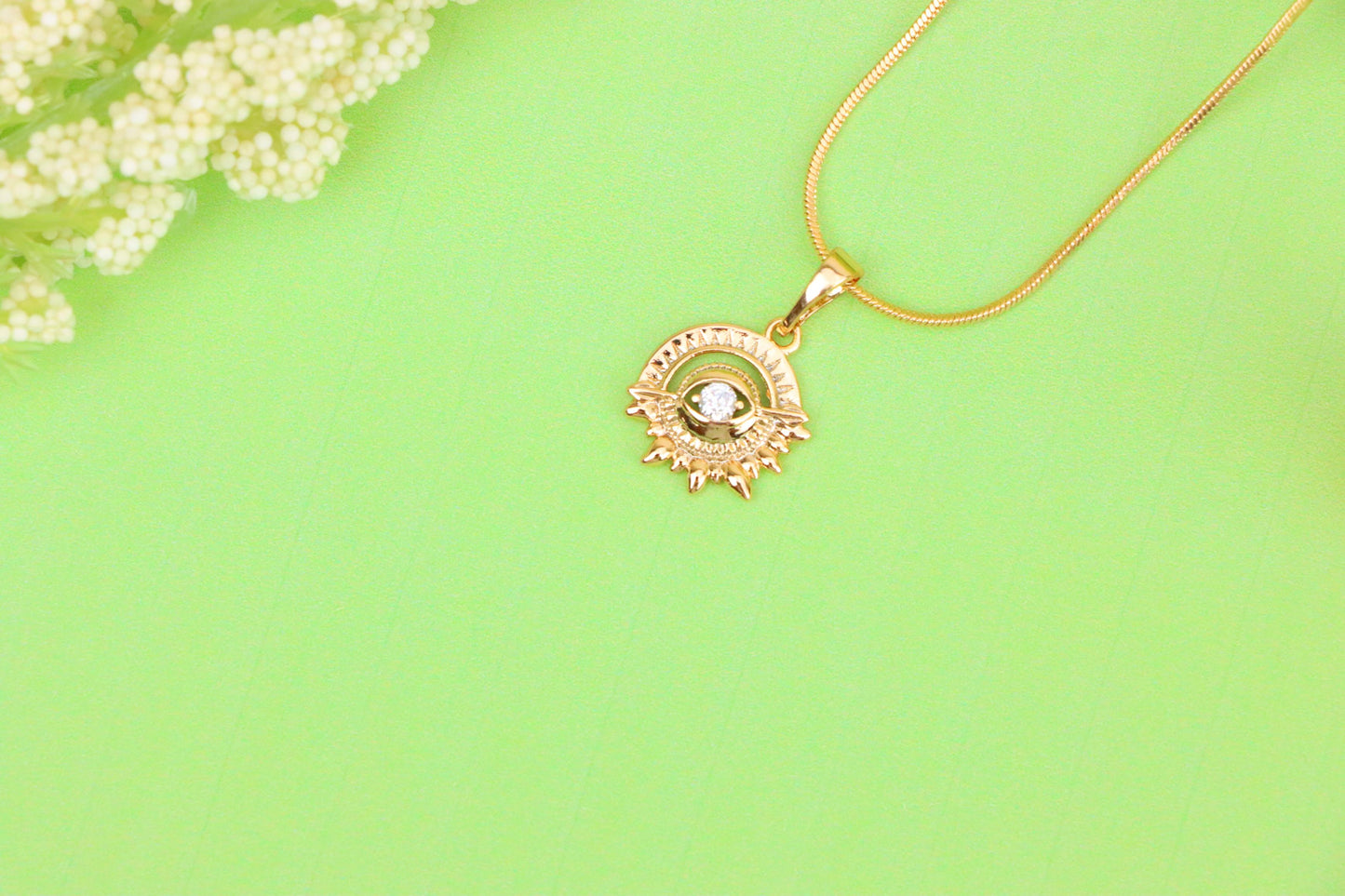 Rose Gold Sunburst Pendant with Clear Stone Accent, XPPT1849 (2156-5)