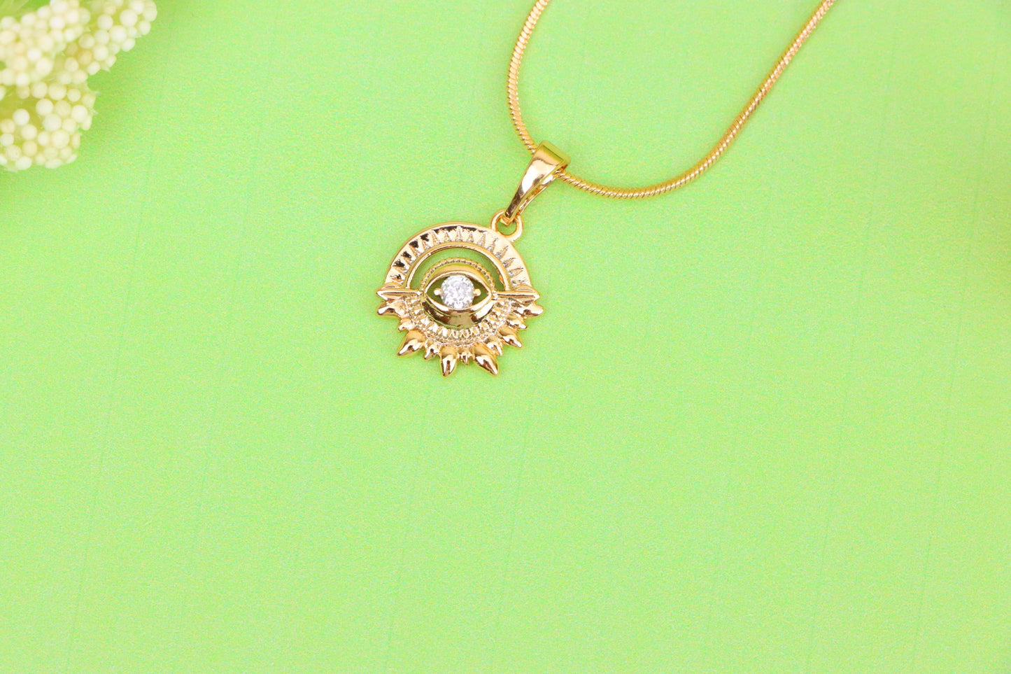 Rose Gold Sunburst Pendant with Clear Stone Accent, XPPT1849 (2156-5)