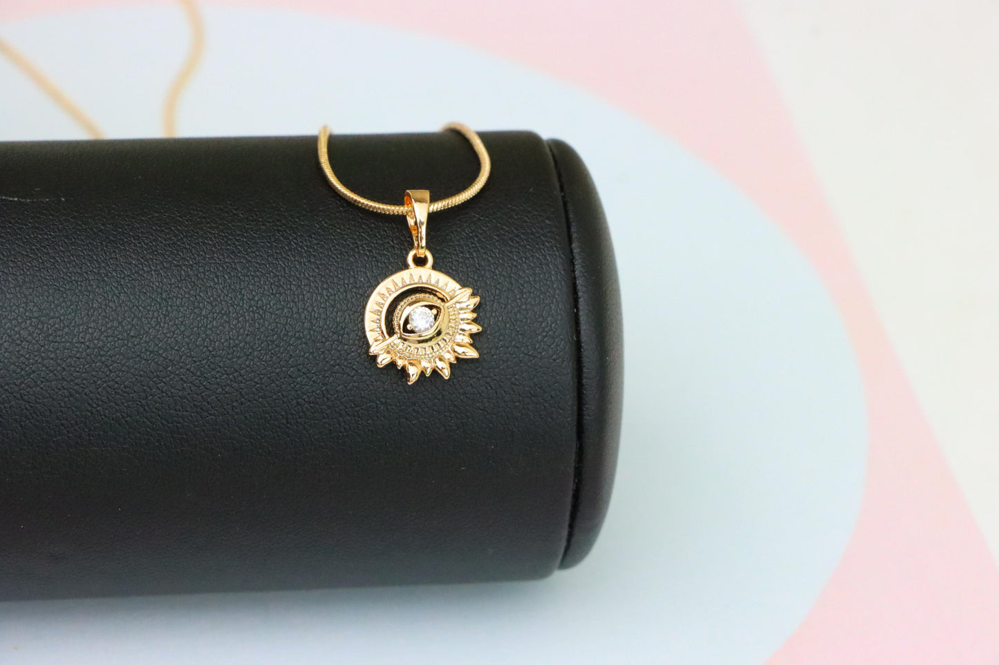 Rose Gold Sunburst Pendant with Clear Stone Accent, XPPT1849 (2156-5)
