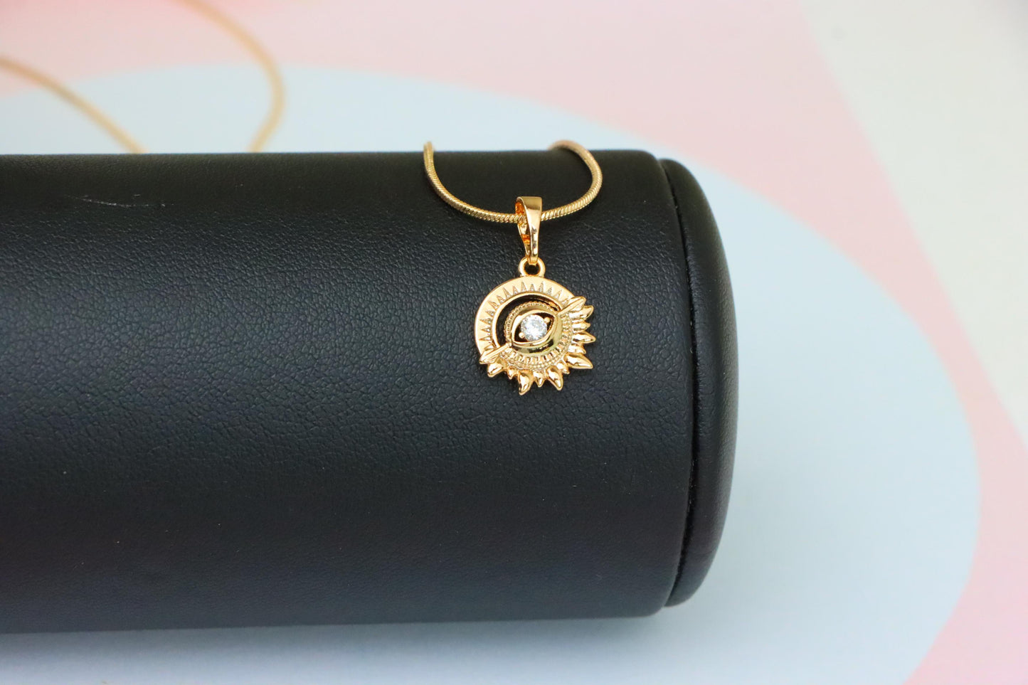 Rose Gold Sunburst Pendant with Clear Stone Accent, XPPT1849 (2156-5)
