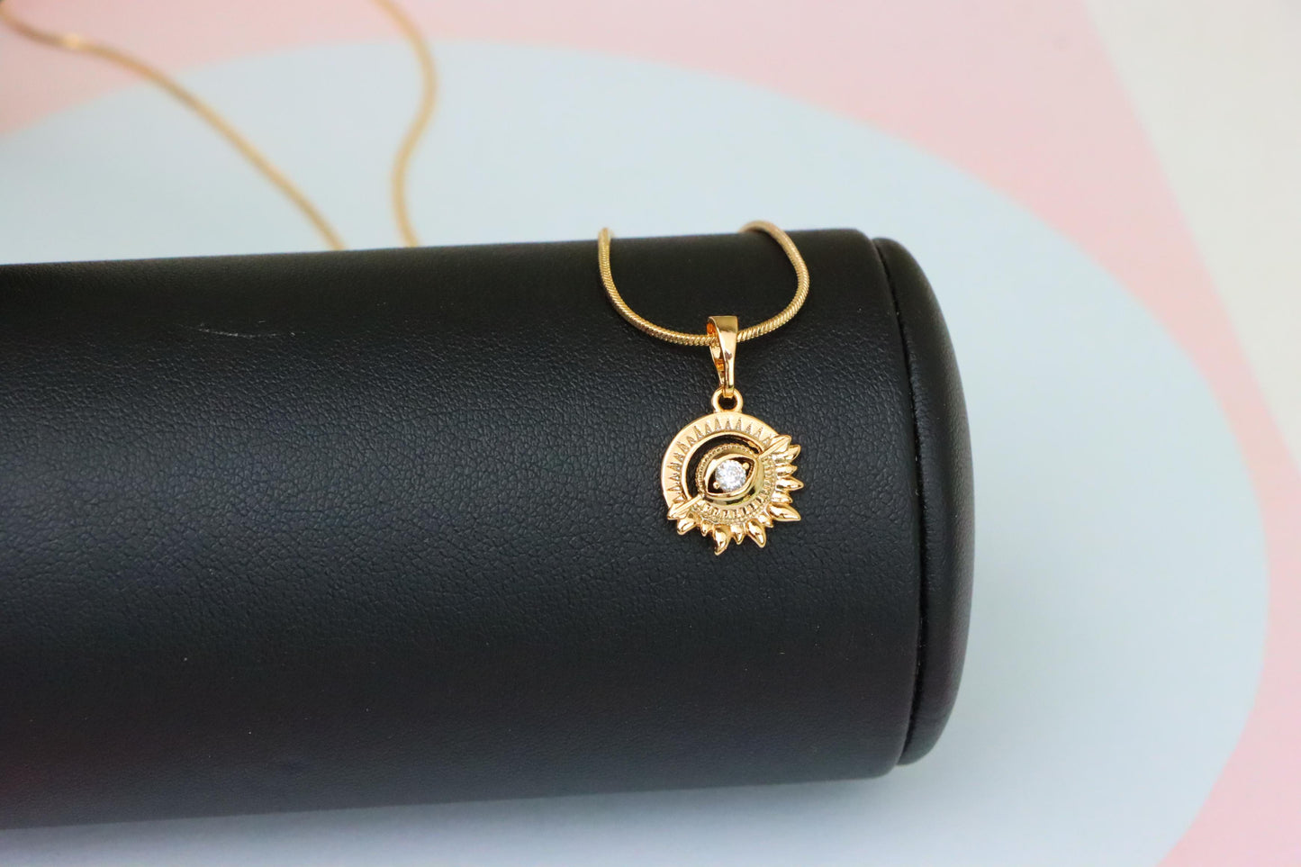 Rose Gold Sunburst Pendant with Clear Stone Accent, XPPT1849 (2156-5)