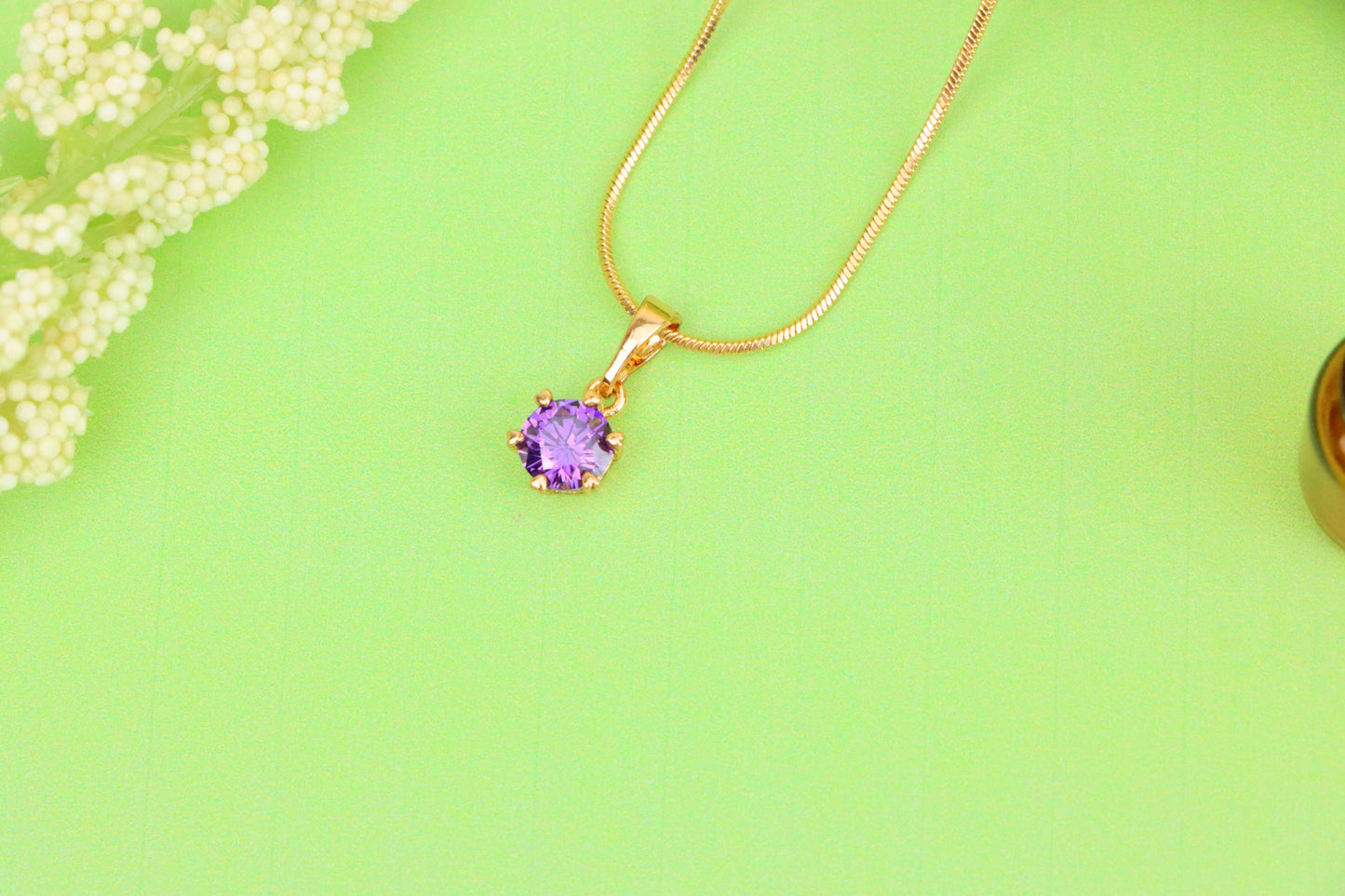 Dainty Purple Round Pendant in Rose Gold Finish – Chic Design,XPPT1850 (2156-6)