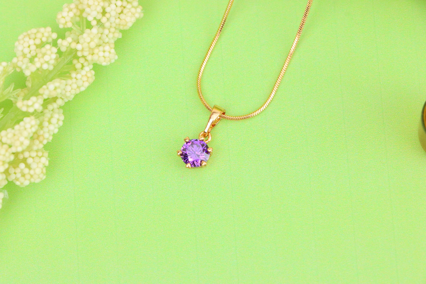 Dainty Purple Round Pendant in Rose Gold Finish – Chic Design,XPPT1850 (2156-6)