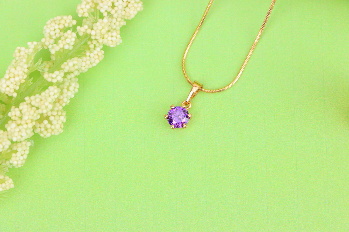 Dainty Purple Round Pendant in Rose Gold Finish – Chic Design,XPPT1850 (2156-6)