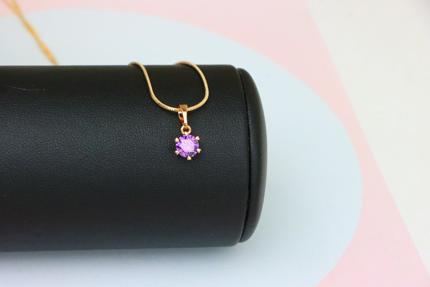 Dainty Purple Round Pendant in Rose Gold Finish – Chic Design,XPPT1850 (2156-6)