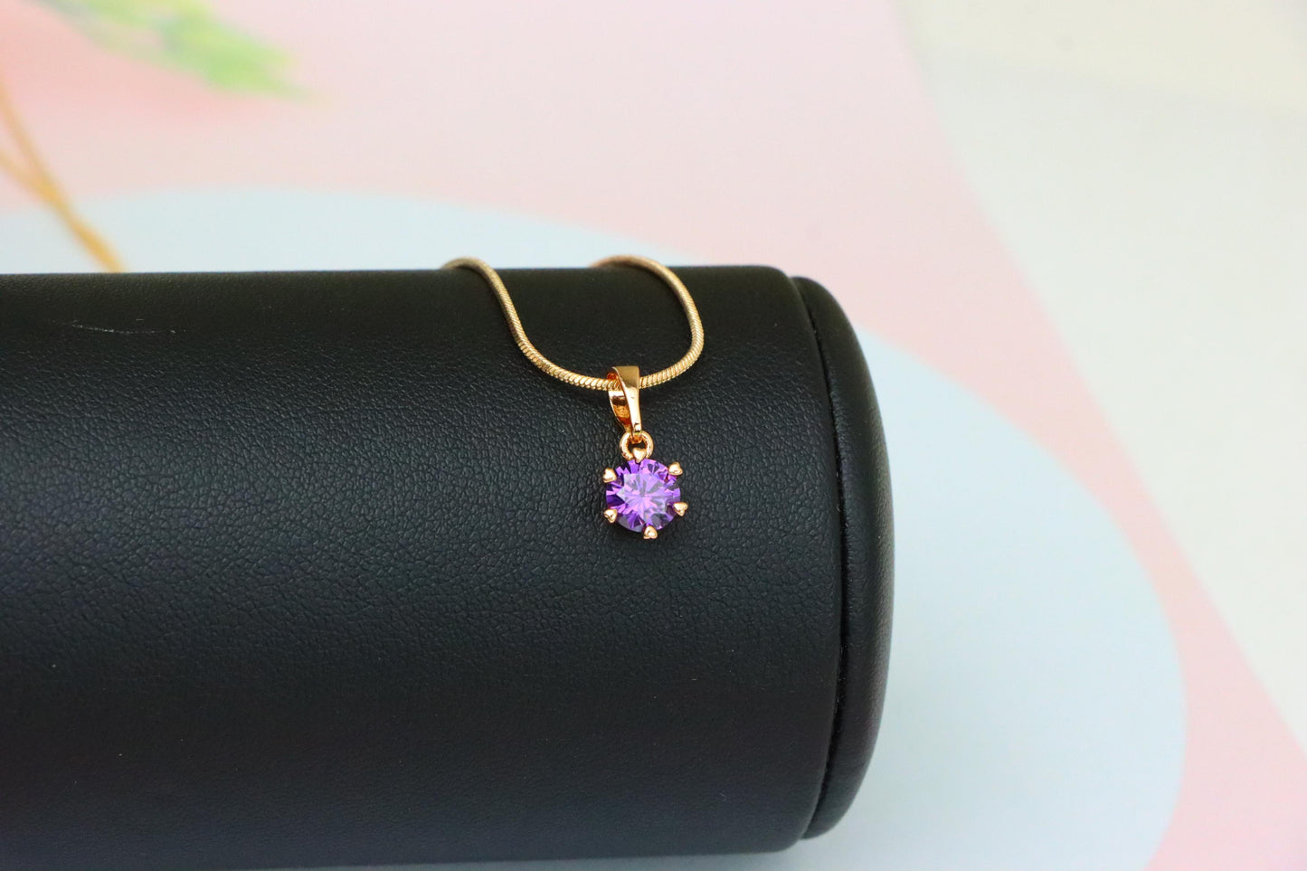 Dainty Purple Round Pendant in Rose Gold Finish – Chic Design,XPPT1850 (2156-6)