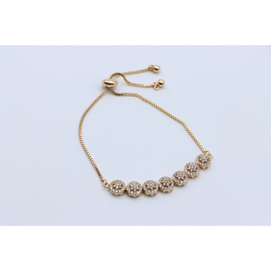 Elegant Rose Gold A-Bracelet with Round Sparkling Charm Accents, XPAB0696 (2070-5)