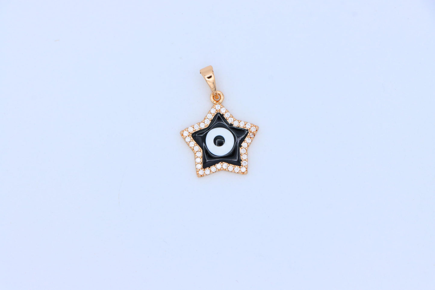 Rose Gold Star Pendant with Black Evil Eye and CZ Accents, XPPT1380 (2133-4)