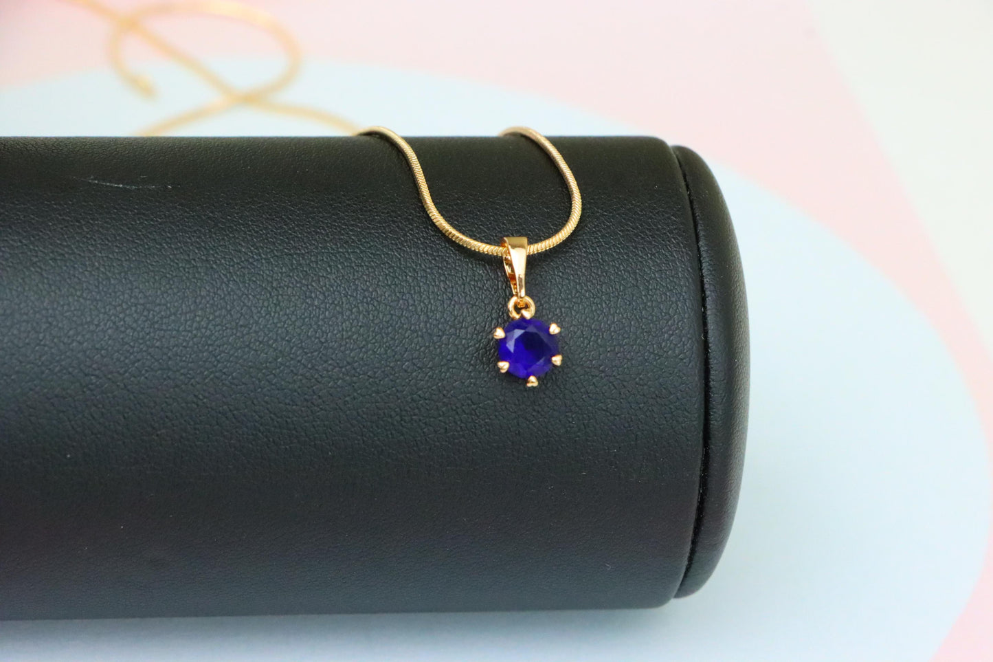 Round Blue Pendant in Rose Gold Plating – Petite Charm, XPPT1851 (2156-6)