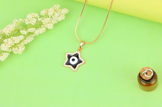 Rose Gold Star Pendant with Black Evil Eye and CZ Accents, XPPT1380 (2133-4)