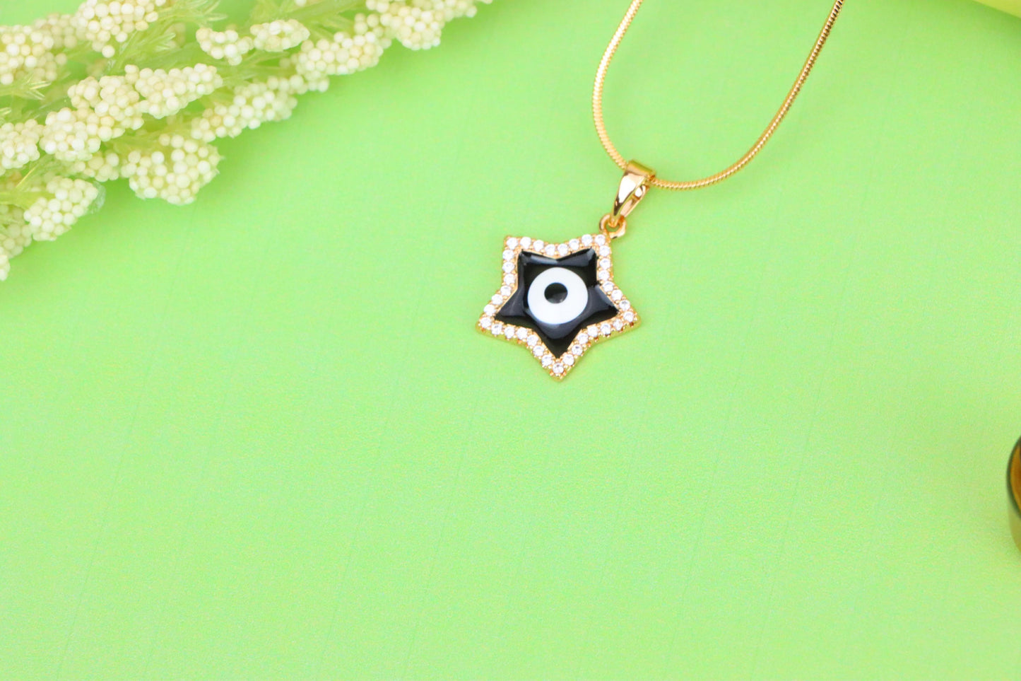 Rose Gold Star Pendant with Black Evil Eye and CZ Accents, XPPT1380 (2133-4)