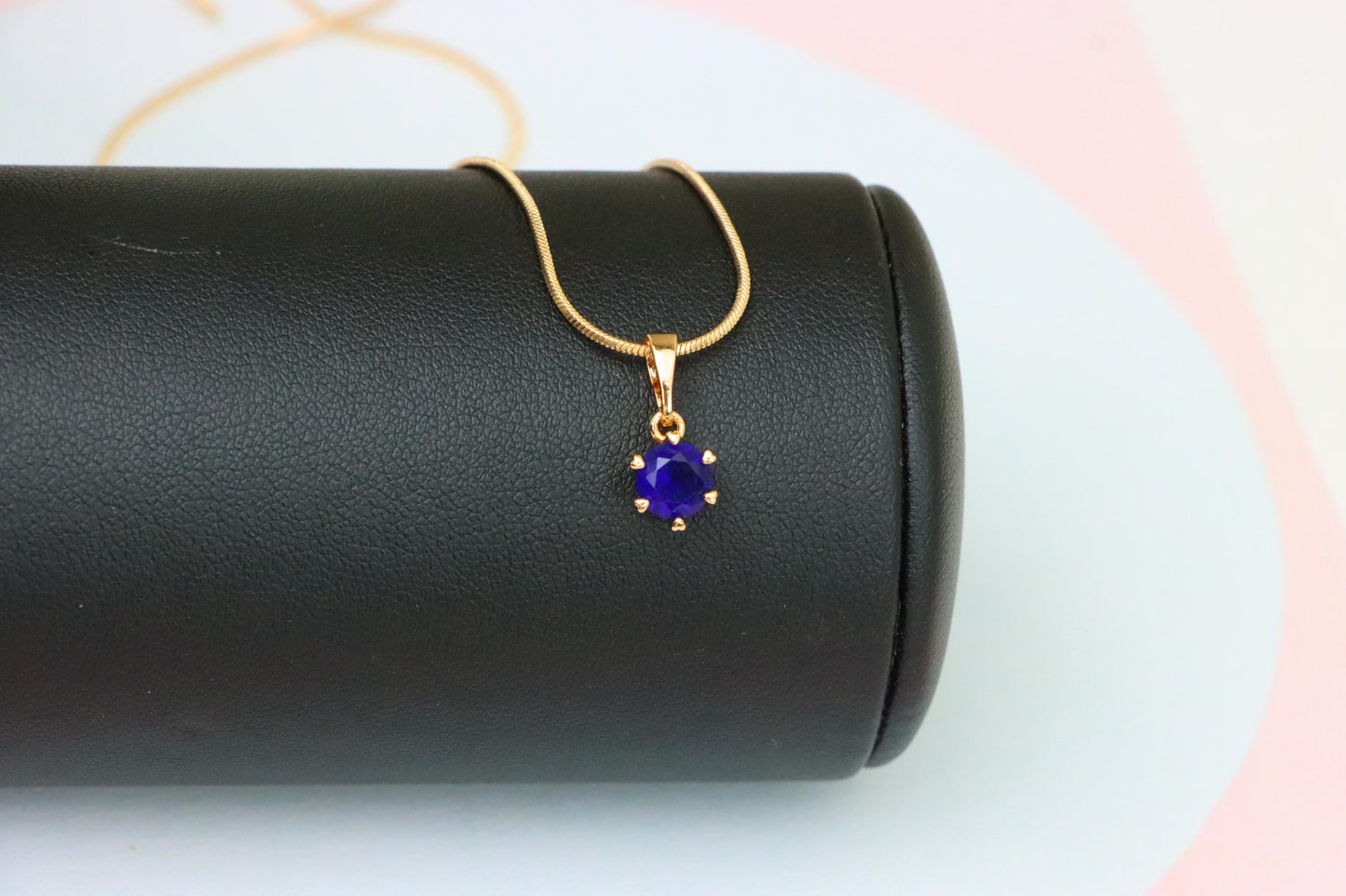 Round Blue Pendant in Rose Gold Plating – Petite Charm, XPPT1851 (2156-6)