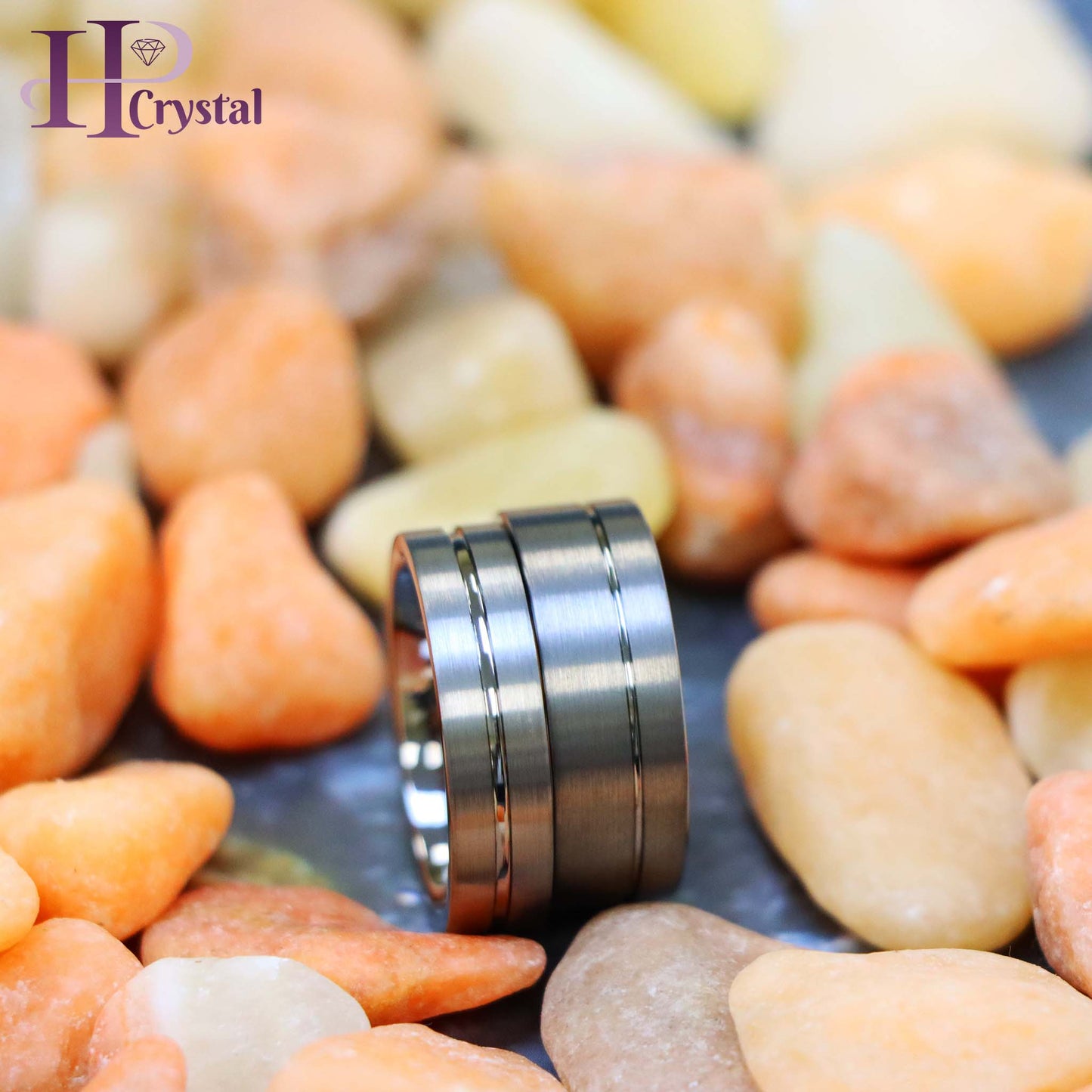 Brushed with Polished Shiny Off-Center Groove Tungsten Ring