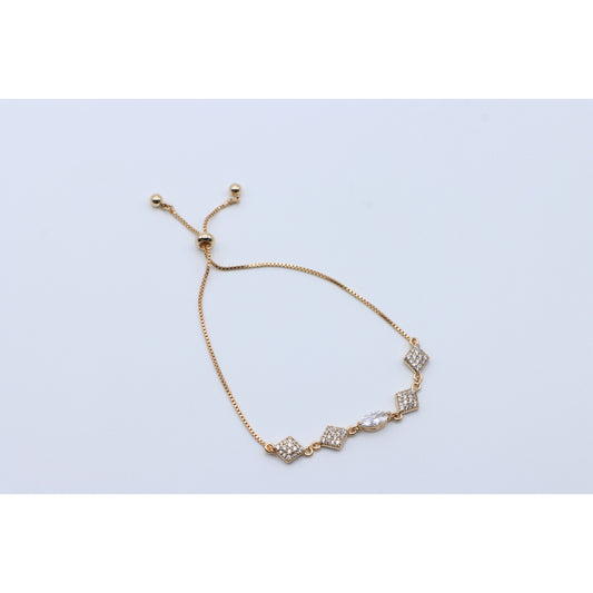 Rose Gold A-Bracelet with Marquise and Diamond Shape Crystals, XPAB0698 (2070-7)