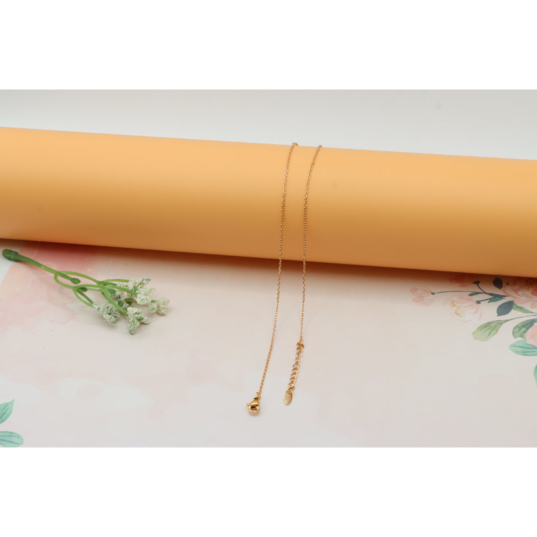 Crowned Heart Rose Gold Necklace with White Enamel, XPNL0232 (2024-2)