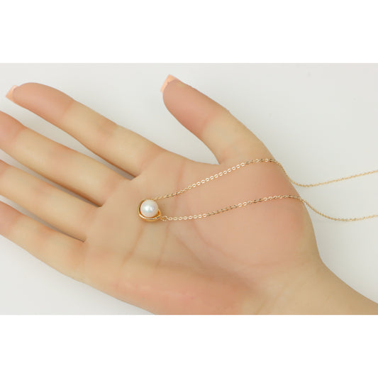Minimalist Pearl Planet Pendant Rose Gold Necklace, XPNL0233 (2024-3)