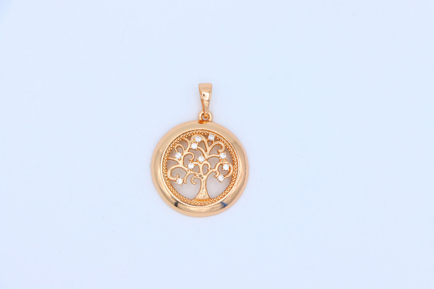 Tree of Life Rose Gold Pendant with White Stones, XPPT1853 (2156-8)