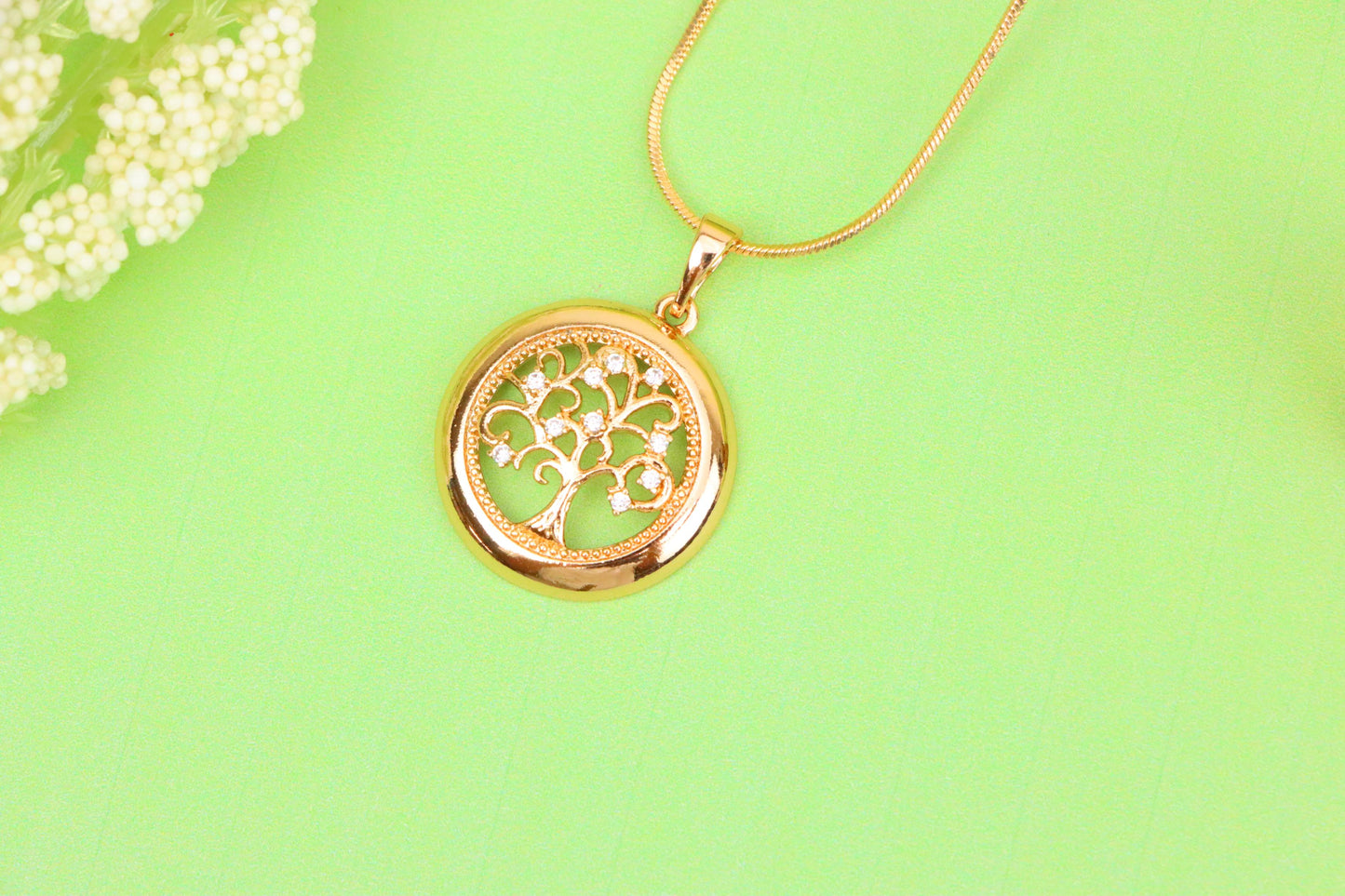 Tree of Life Rose Gold Pendant with White Stones, XPPT1853 (2156-8)