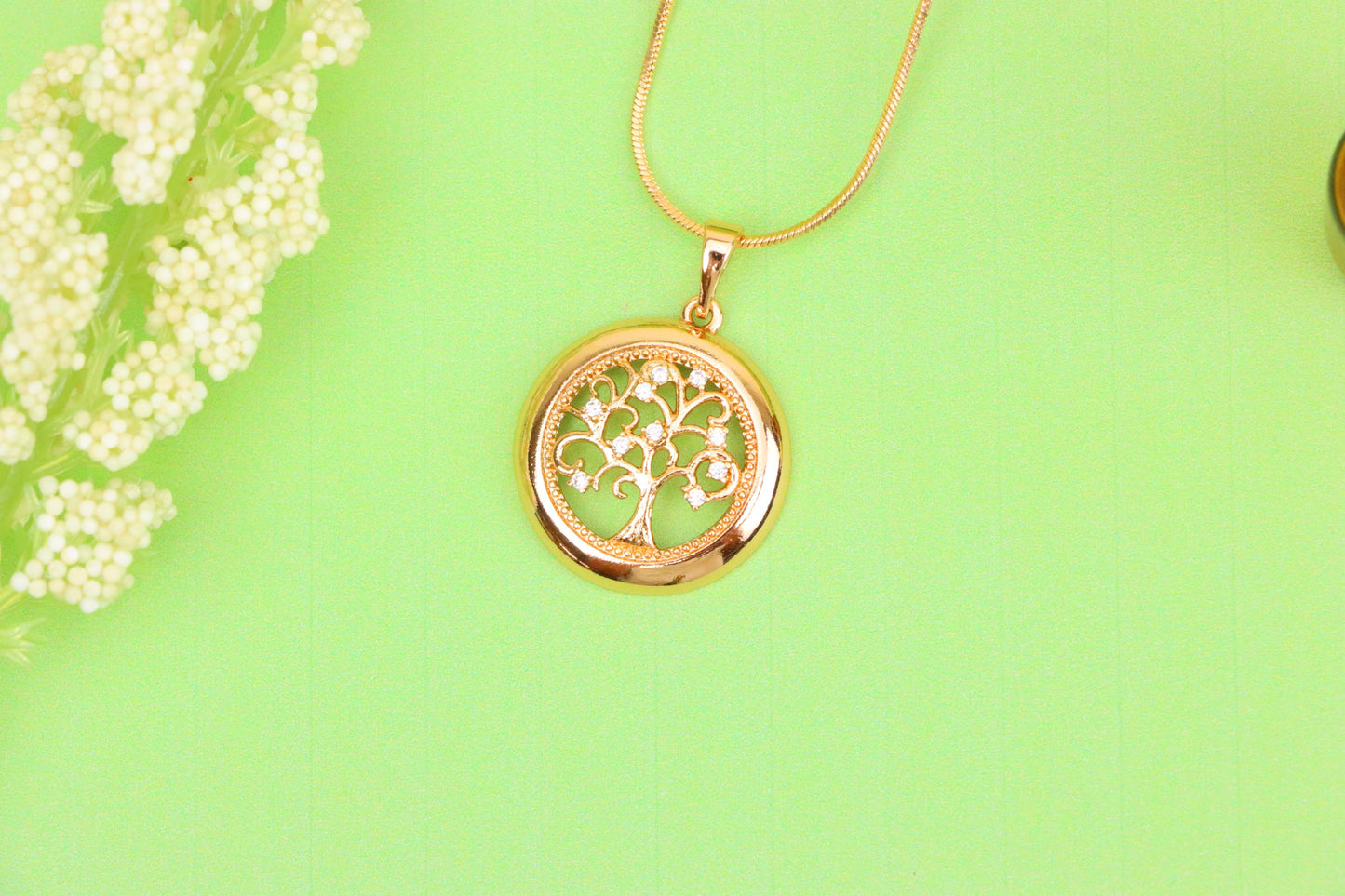 Tree of Life Rose Gold Pendant with White Stones, XPPT1853 (2156-8)