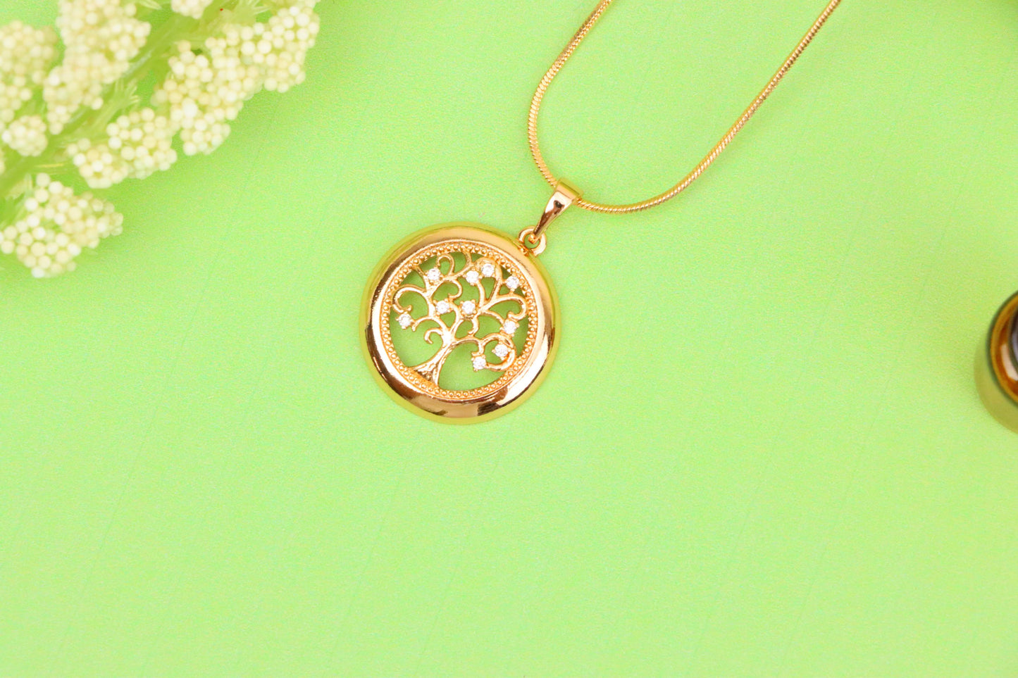 Tree of Life Rose Gold Pendant with White Stones, XPPT1853 (2156-8)