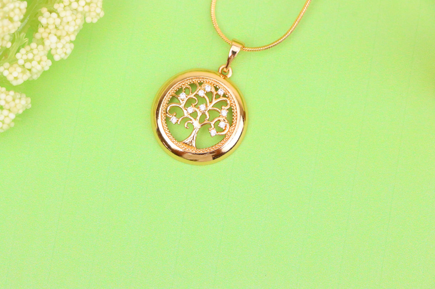 Tree of Life Rose Gold Pendant with White Stones, XPPT1853 (2156-8)