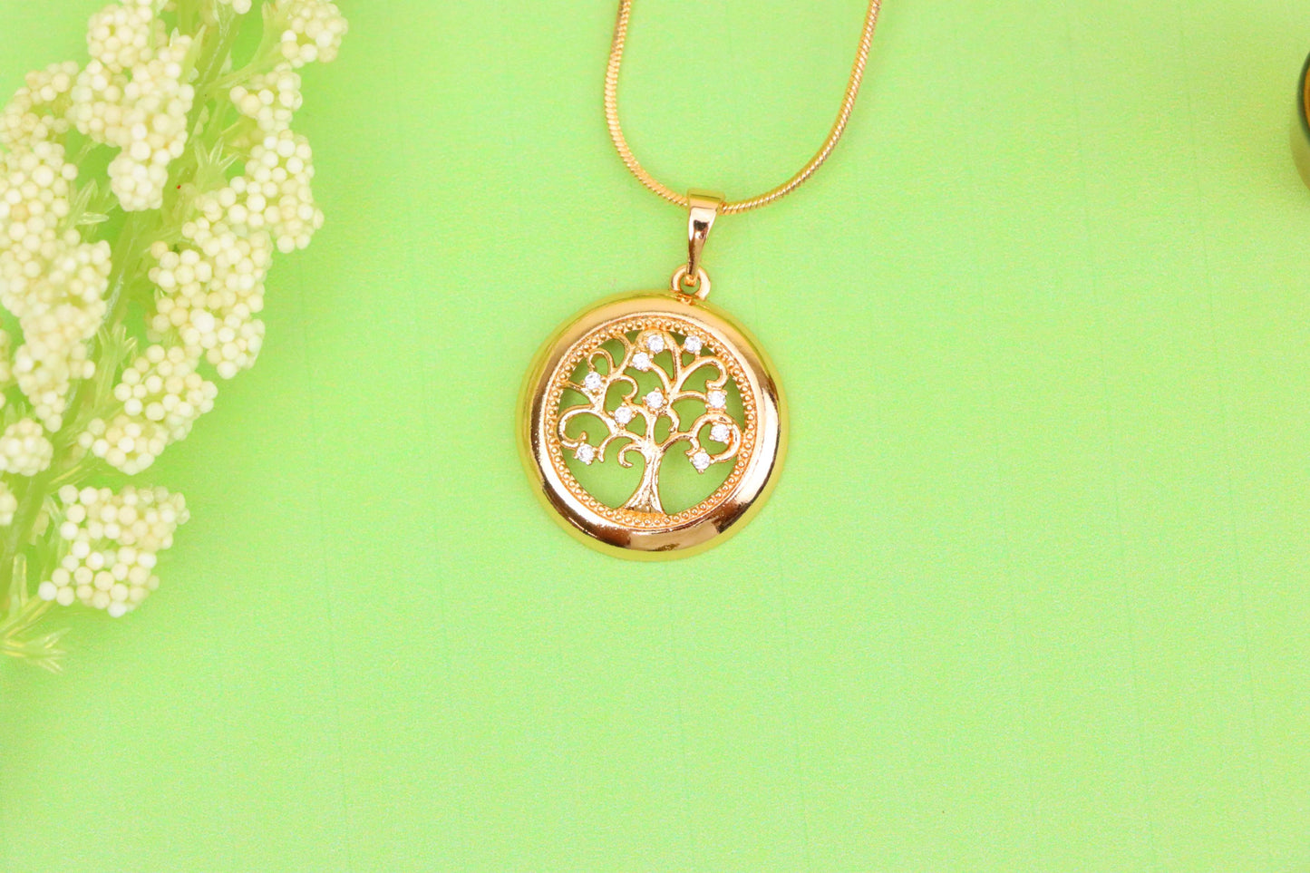 Tree of Life Rose Gold Pendant with White Stones, XPPT1853 (2156-8)