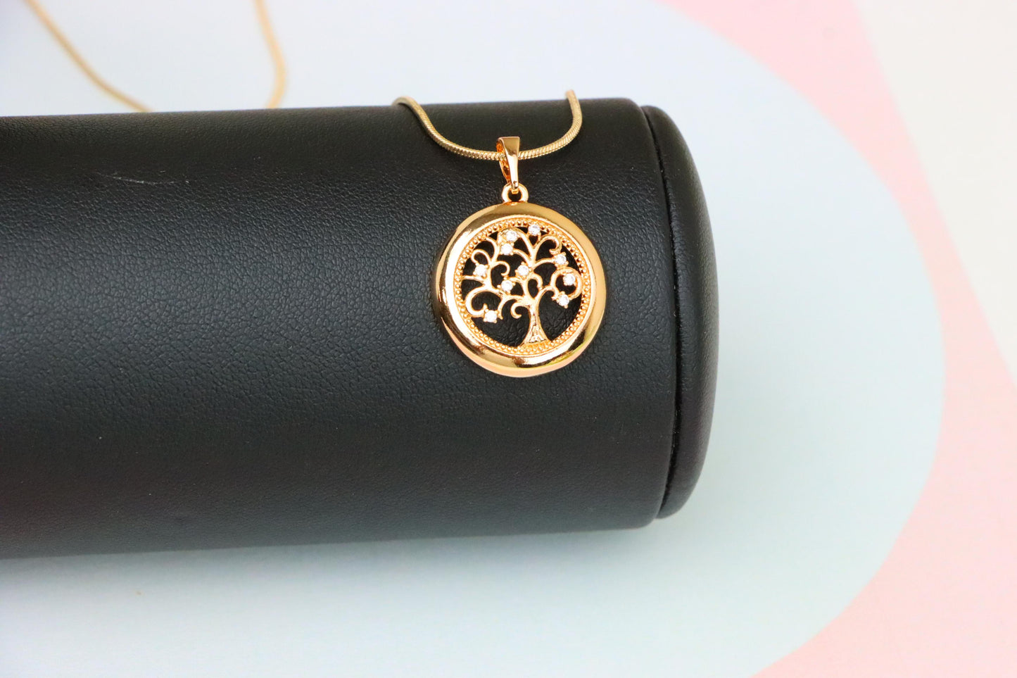 Tree of Life Rose Gold Pendant with White Stones, XPPT1853 (2156-8)
