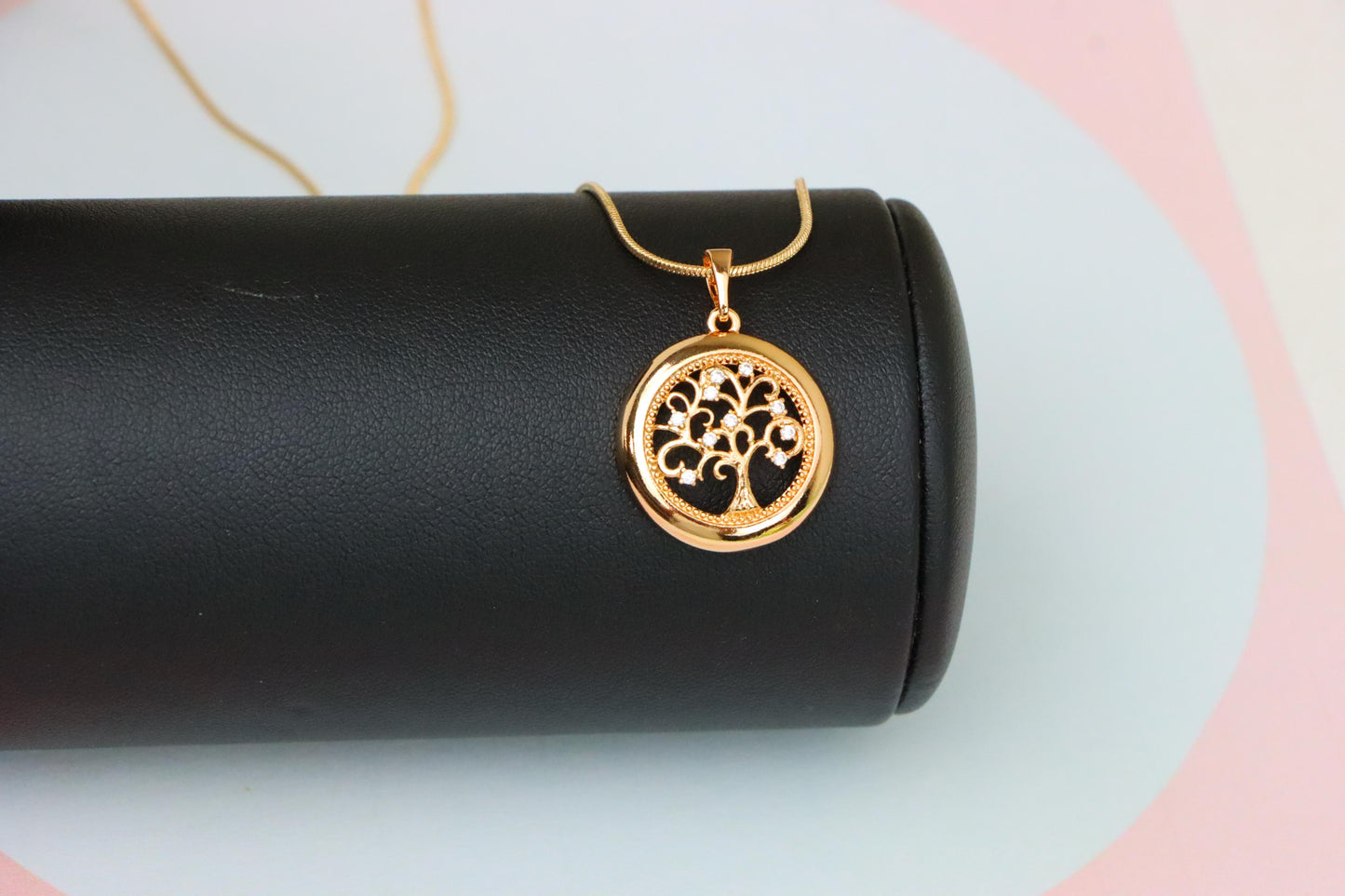 Tree of Life Rose Gold Pendant with White Stones, XPPT1853 (2156-8)