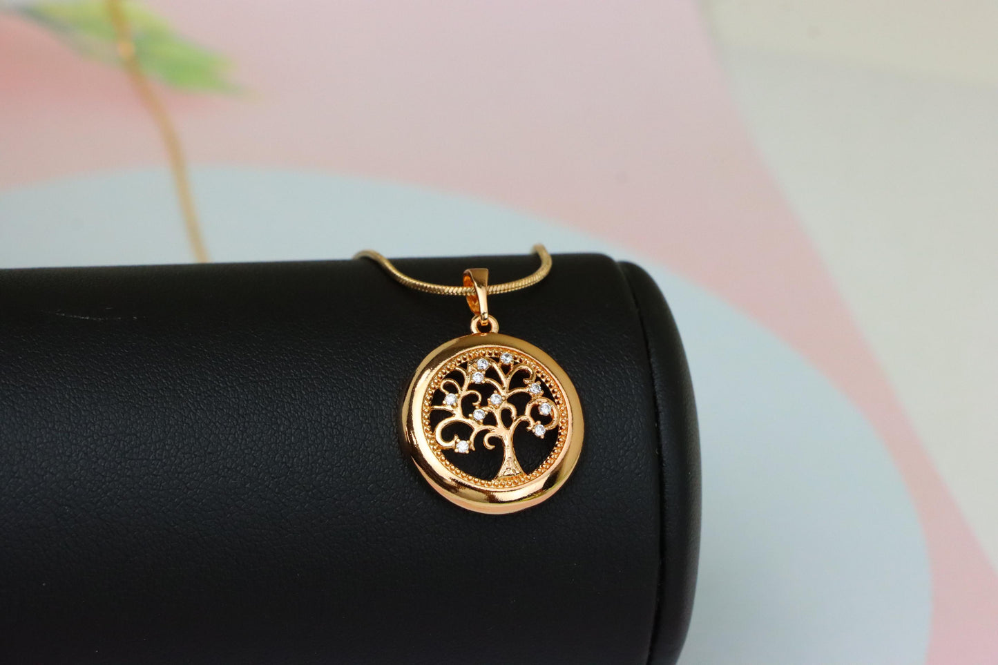 Tree of Life Rose Gold Pendant with White Stones, XPPT1853 (2156-8)