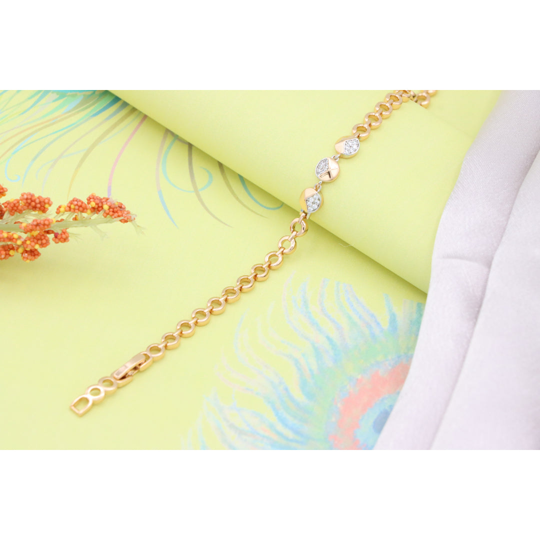 Rose Gold Designer Bracelet with Sparkling Half-Circle Charms, XPBL0703 (2071-2)